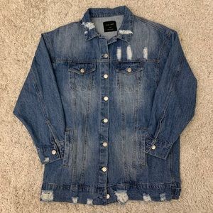Distressed jean jacket